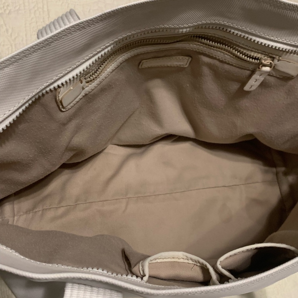 Lacoste OffWhite Large PreOwned Tote Bag inside clean outside blue light stains. - Picture 11 of 16